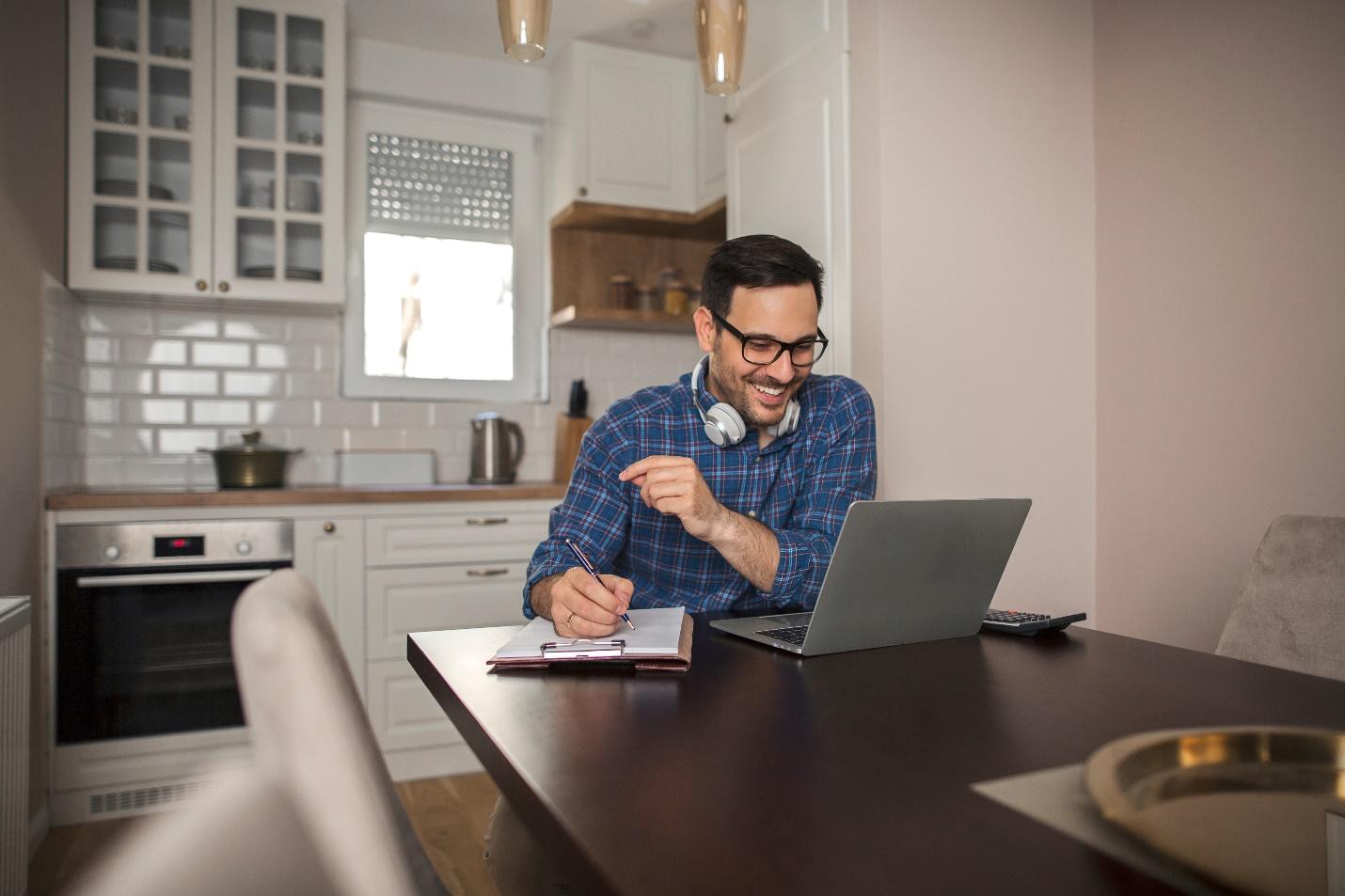 An employee uses unattended remote access to access internal systems securely.